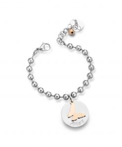 Bracciale PENSANDO A TE in ACCIAIO 916 L bicolore con ciondolo FREE e FARFALLA, GBR467