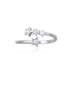 MABINA: Anello aperto donna in argento 925, stella con zirconi, 523128