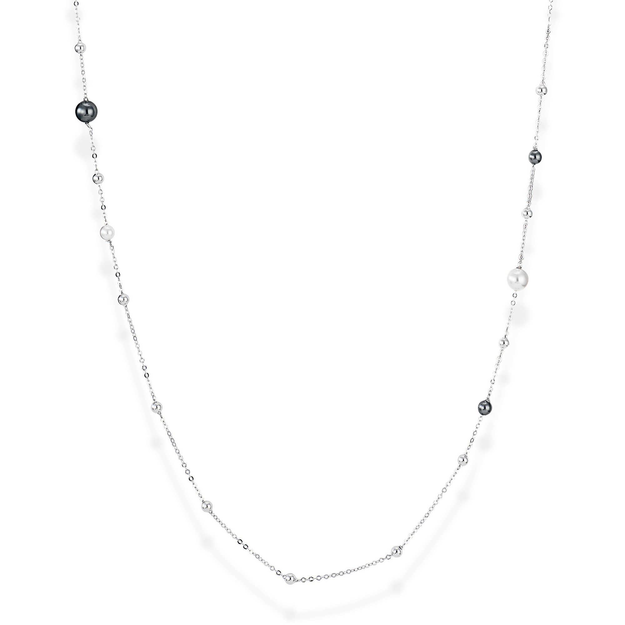 A-MEN: Collana donna in argento 925 con perle bicolore, lunghezza 92 cm regolabile, cl1pb