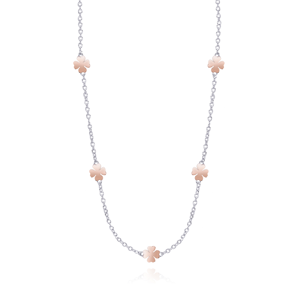 Collana Lady Chic Acciaio Bicolore Quadrifoglio e Cristalli - 1669687 • Stroili
