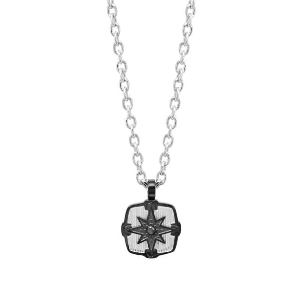 Collana Acciaio Rosa dei Venti Pvd Nero ChiMiAma