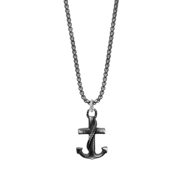 Collana Acciaio Ancora Pvd Nero ChiMiAma