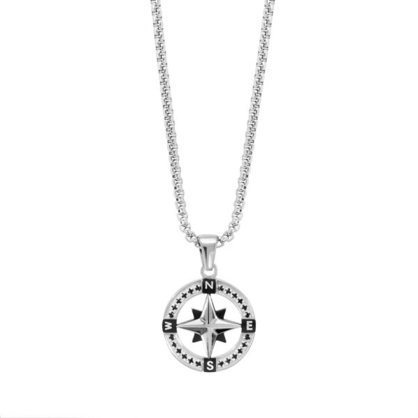 Collana Acciaio Rosa dei Venti Pvd Nero ChiMiAma