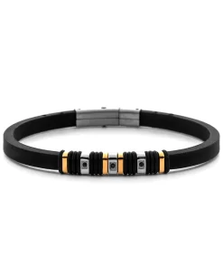 Bracciale Acciaio e Gomma con Zirconi 4US