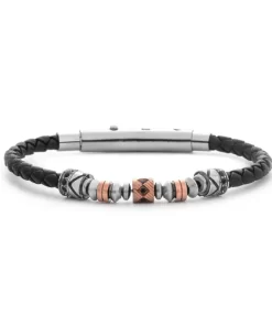 Bracciale Acciaio e Pelle 4US