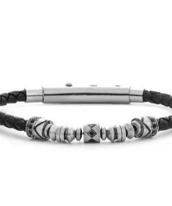 Bracciale Acciaio e Pelle  4US